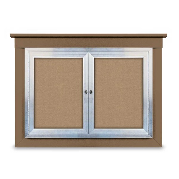 72"x36" 3-Door Enclosed Outdoor Letterboard, Hdr, Grey Felt/Satin